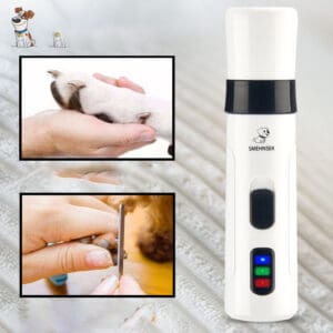 Electric dog nail grinder with LED lights.