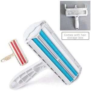 Self-cleaning lint roller with storage box.