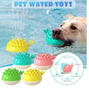 Colorful squirting whale dog water toys.