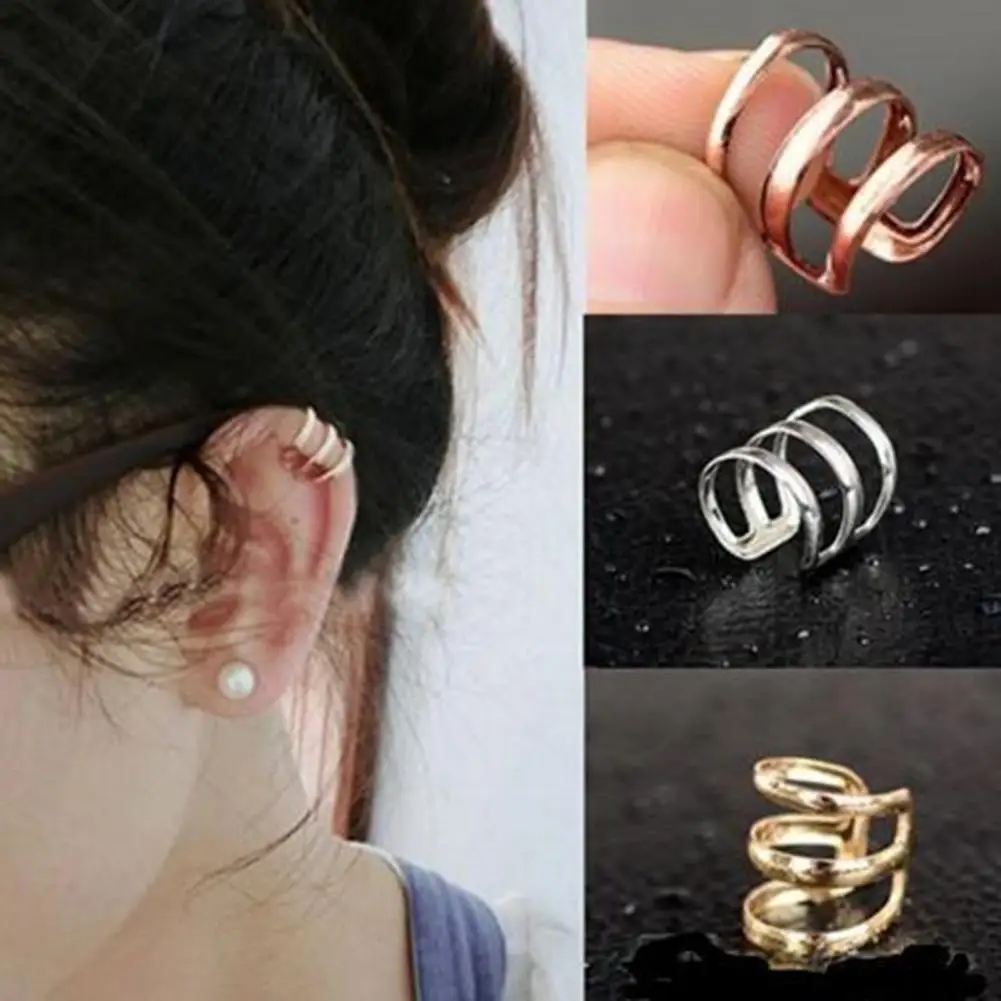 1-Pc-Ear-Clip-Cuff-Simple-Dual-Use-Women-Adjustable-3-ring-Hollow-Finger-Ring-Earrings