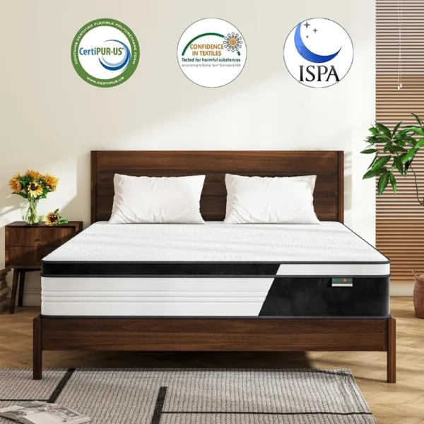 Full Mattress, 10 Inch Full Hybrid Mattress in a Box with Gel Memory Foam, Pocket Innerspring, Pressure Relief, Motion Isolation - Image 6