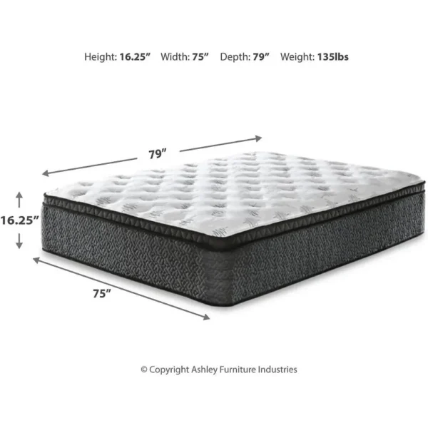 16 Inch Mattress, King Size Ultra Luxury Hyper Cool Euro Top Hybrid Mattress with Cooling Gel Memory Foam, Mattress (White) - Image 4