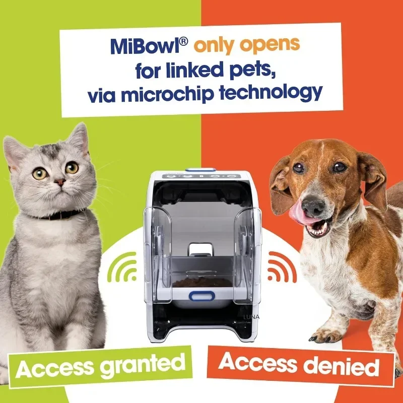 Smart pet feeder with microchip access.