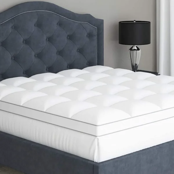 Full Cooling Mattress Topper, Pillow-Top Optimum Thickness, Soft 100% Cotton Fabric, Breathable & Plush Quilted Down-Like Fill