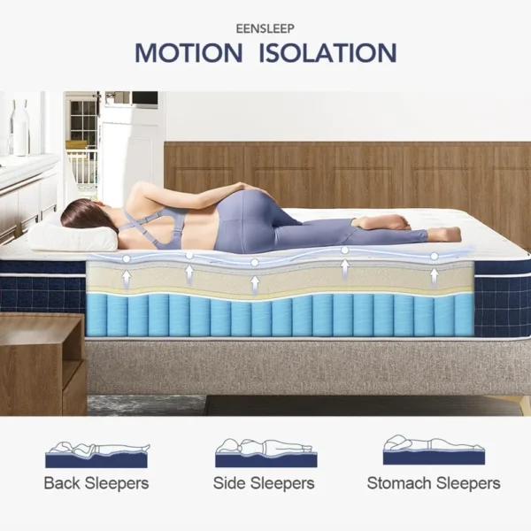 King Mattress, 12 Inch Hybrid Mattresses in a Box, Made of Memory Foam and Individual Pocketed Springs, Release Pressure - Image 4