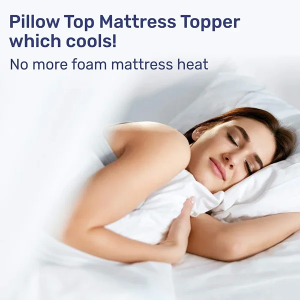 Full Cooling Mattress Topper, Pillow-Top Optimum Thickness, Soft 100% Cotton Fabric, Breathable & Plush Quilted Down-Like Fill - Image 6