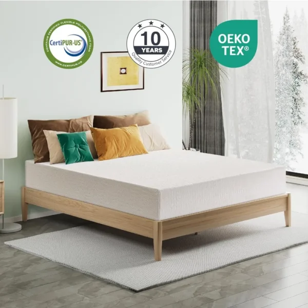 Full Size Mattress 8 Inch, CertiPUR-US Certified Green Tea Gel Memory Foam Mattress in a Box Fiberglass Free, 54"×75"×8", - Image 2