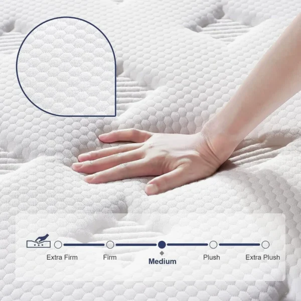 King Mattress, 12 Inch Hybrid Mattresses in a Box, Made of Memory Foam and Individual Pocketed Springs, Release Pressure - Image 3