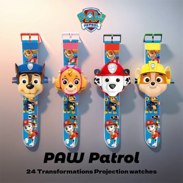 Paw Patrol Watch Cartoon 3D Projection Watch Chase Rubble Marshall Skye Anime Digital Watches Model Children Toy Wristband Watch