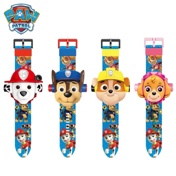 Paw Patrol Watch Cartoon 3D Projection Watch Chase Rubble Marshall Skye Anime Digital Watches Model Children Toy Wristband Watch - Image 3