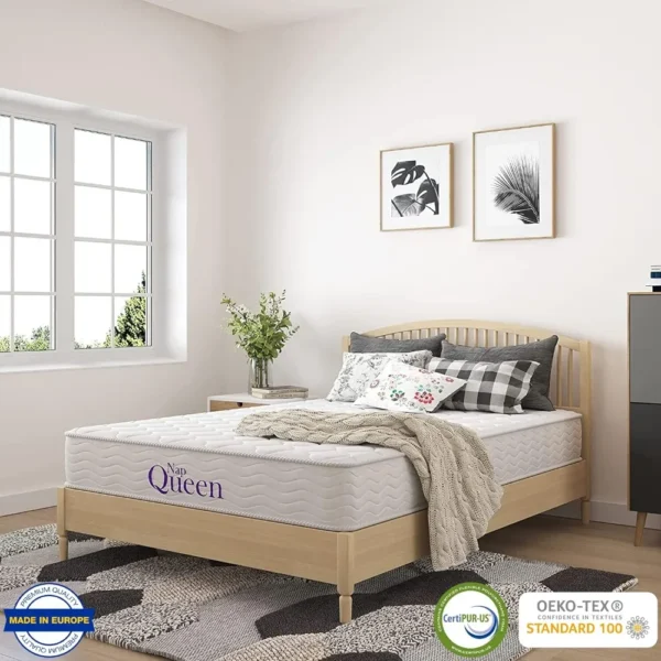 8 Inch Innerspring Queen Size Medium Firm Memory Foam Mattress, Bed in a Box,White - Image 2