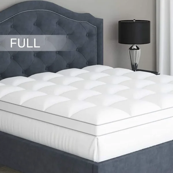 Full Cooling Mattress Topper, Pillow-Top Optimum Thickness, Soft 100% Cotton Fabric, Breathable & Plush Quilted Down-Like Fill - Image 2