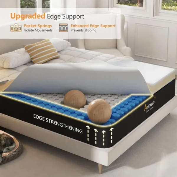 Full Size Mattress, 12 Inch Hybrid Mattress in a Box, with Memory Foam and Pocket Springs, Plush Feel Medium Firm Mattress Full - Image 5