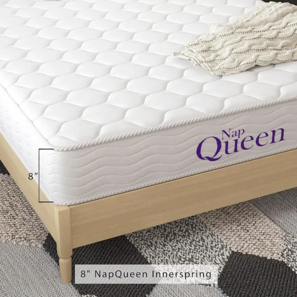 8 Inch Innerspring Queen Size Medium Firm Memory Foam Mattress, Bed in a Box,White - Image 4