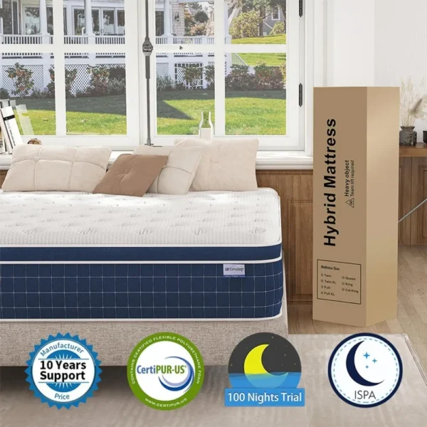 King Mattress, 12 Inch Hybrid Mattresses in a Box, Made of Memory Foam and Individual Pocketed Springs, Release Pressure - Image 6