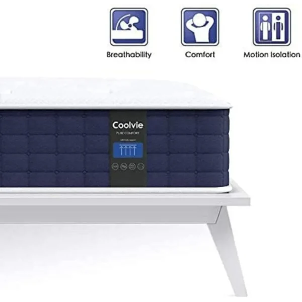 Mattress, 10 Inch Size Hybrid Mattress, Individual Pocket Springs with Memory Foam, Bed in a Box, Cooler Sleep - Image 4