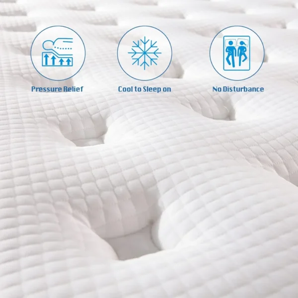 Full Mattress,12 Inch Hybrid Mattress in a Box, Gel Memory Foam Mattress, Individually Wrapped Pocket Coils Innerspring Mattress - Image 4