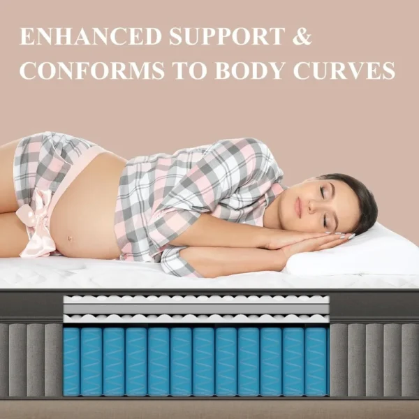 King Mattress 14 Inch - Luxury Hybrid Mattress for Extra Lumbar & Hip Support - Pain Relieving Motion Isolation Cooling - Image 3