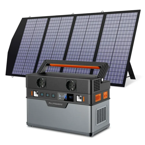 ALLPOWERS Solar Generator, 110V/220V Portable Power Station, Mobile Emergency Backup Power With 18V Foldable Solar Panel Charger