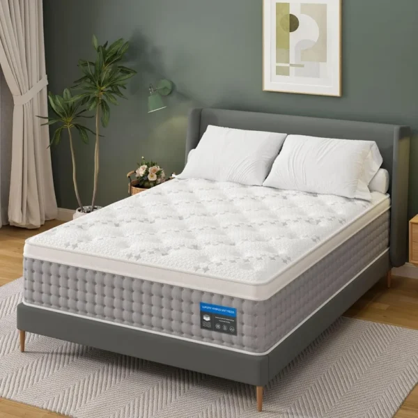 King Size Mattress 14 Inch- Gel Memory Foam with Individual Pocket Springs for Motion Isolation - Hybrid Bed Mattress - Image 2