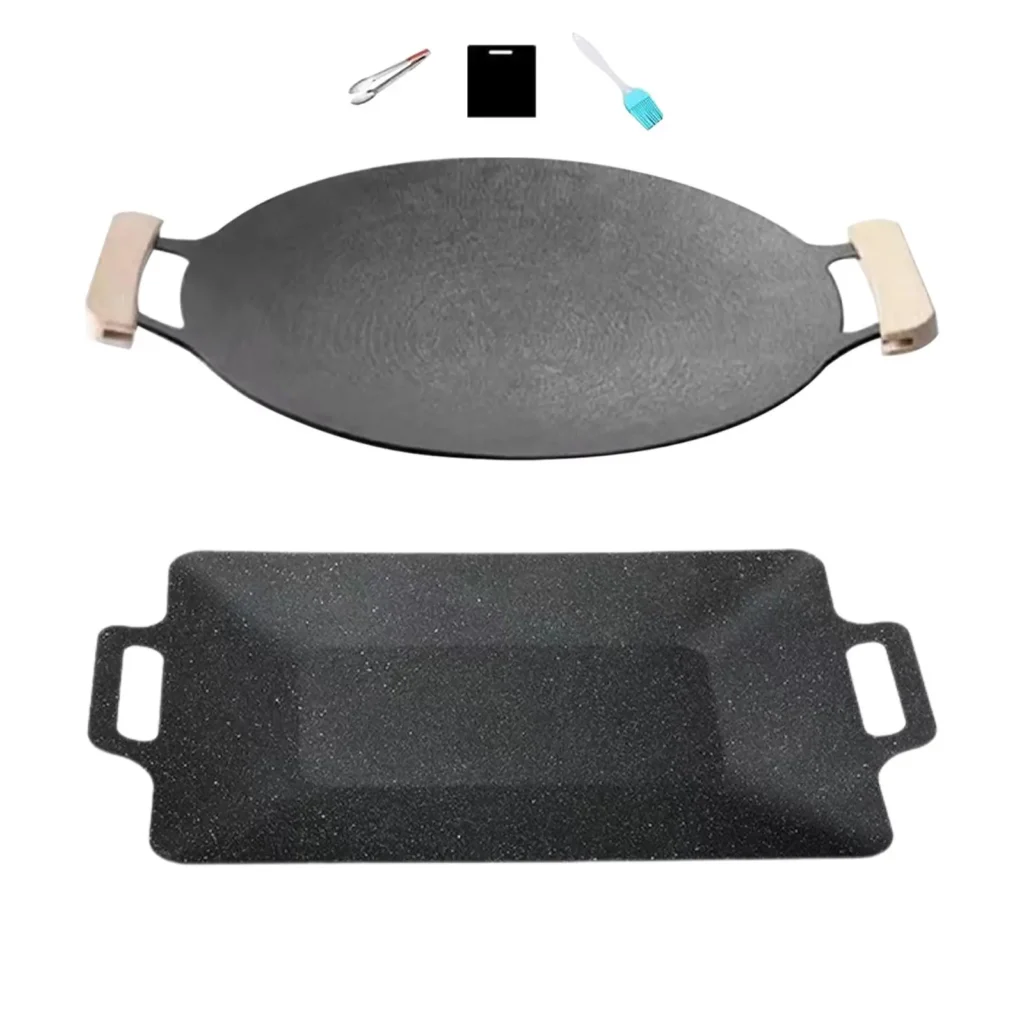 kf-Sf3703cc1bf3044288822446a25c00cd86-Korean-BBQ-Pan-Cookware-with-Handles-BBQ-Griddle-for-Stovetop-Hiking-Picnic