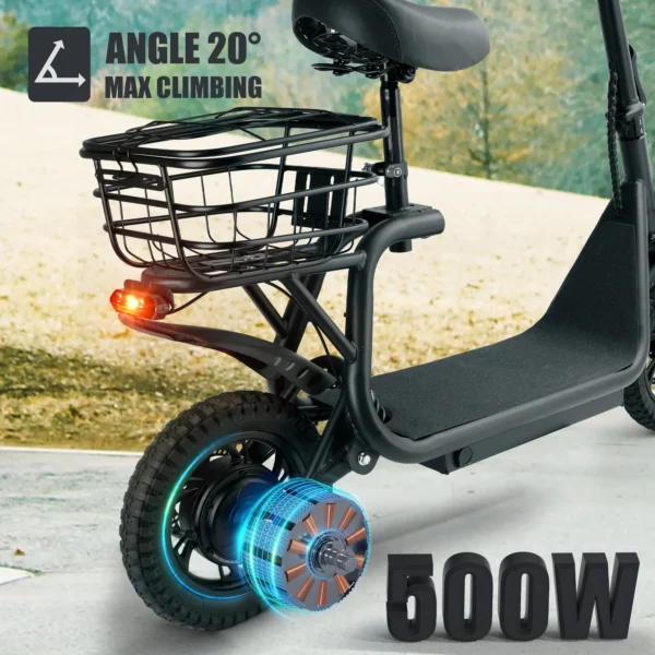 500W Adult Shock Absorption Electric Scooter with Seat - Image 3