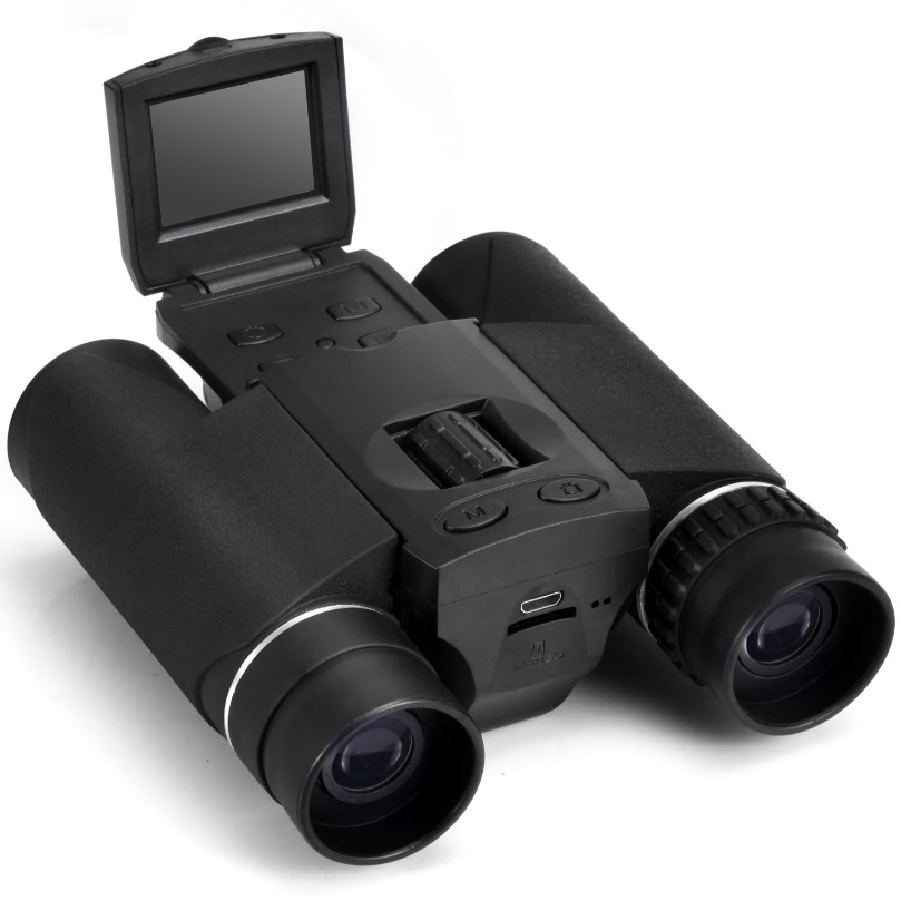 Black digital video recording binoculars.