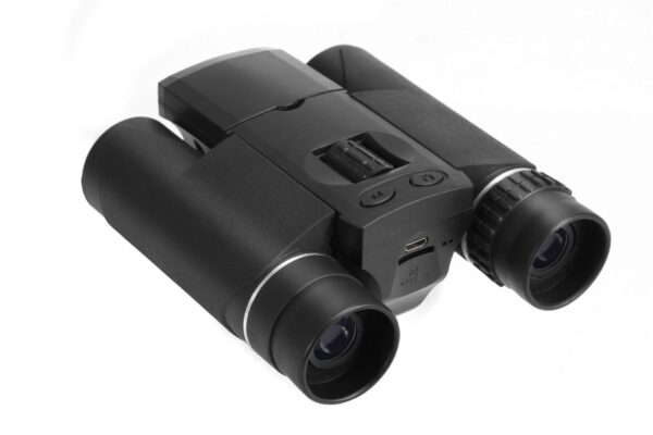 Black binoculars with built-in camera.