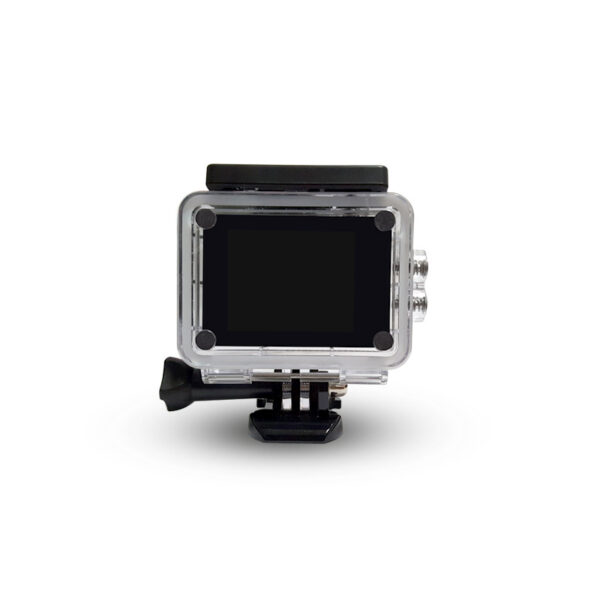 Action camera with black screen.