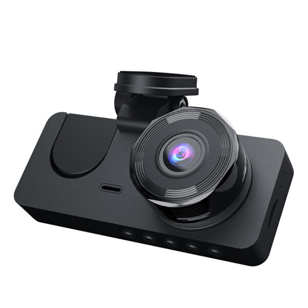 Black dashboard camera with lens