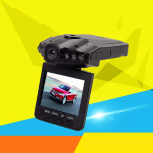 Black car dashcam with screen and controls.