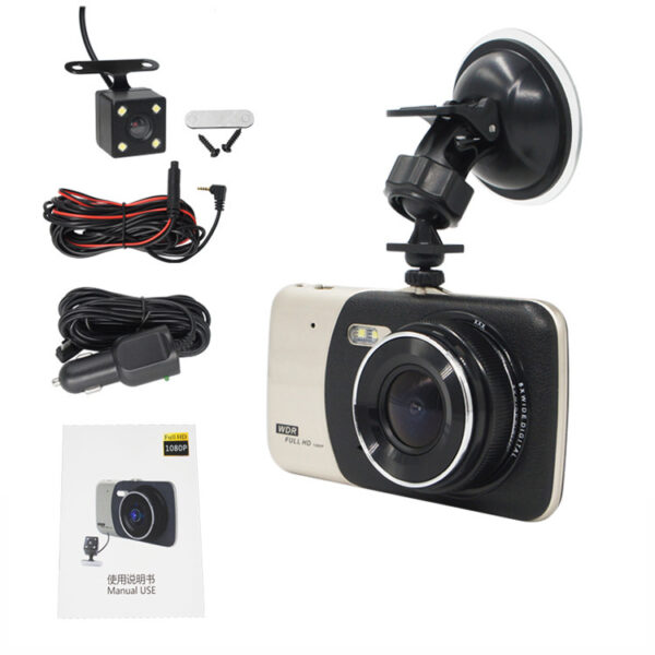 Car dash cam with rearview camera.