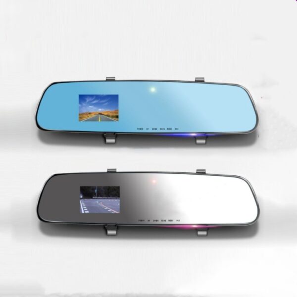 Two rearview mirror dash cams.