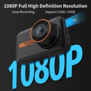 Black car dash cam with 1080p resolution.