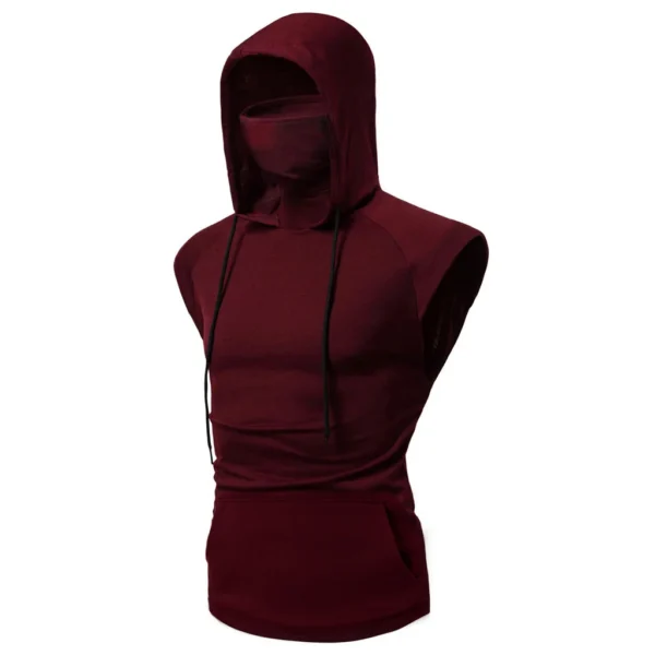 new Mens Gym Thin Hoodie Long Sleeve Hoodies With Mask Sweatshirt Casual Splice Large Mask Hoodie Sweatshirt Hooded Tops Cycling - Image 4