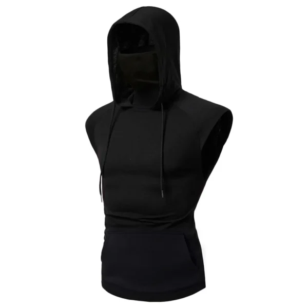 new Mens Gym Thin Hoodie Long Sleeve Hoodies With Mask Sweatshirt Casual Splice Large Mask Hoodie Sweatshirt Hooded Tops Cycling - Image 5