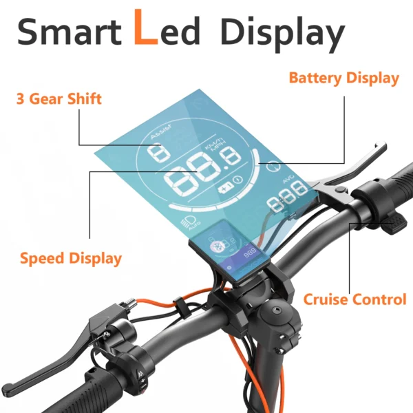 Electric bike handlebars with digital display.