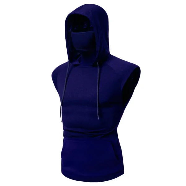 new Mens Gym Thin Hoodie Long Sleeve Hoodies With Mask Sweatshirt Casual Splice Large Mask Hoodie Sweatshirt Hooded Tops Cycling - Image 6