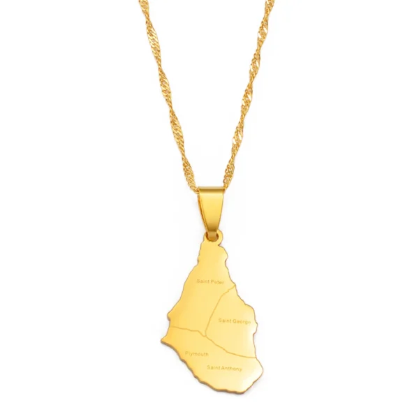 Gold necklace with Grenada pendant.