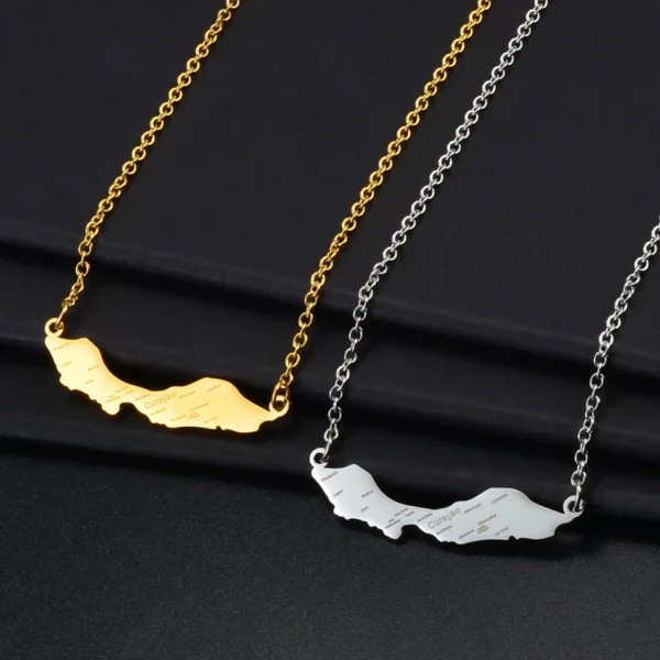 Gold and silver Curacao island necklaces.