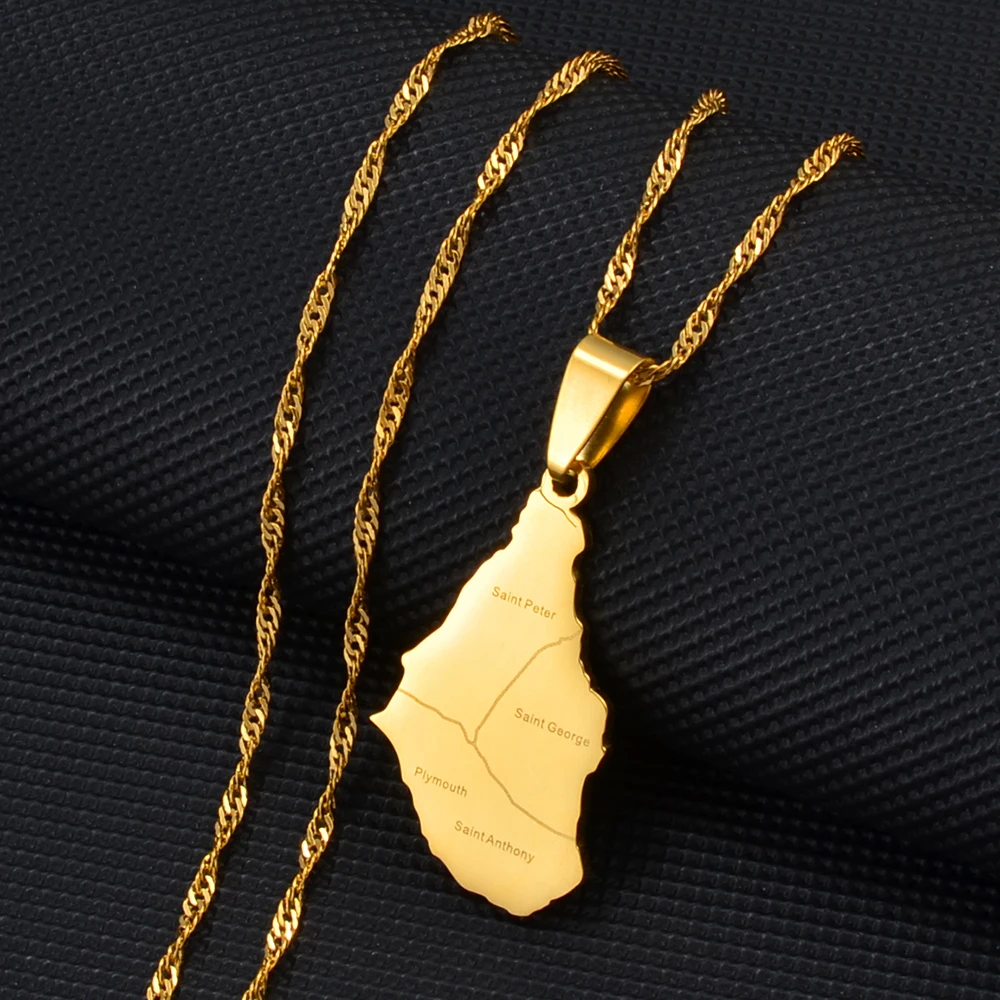 Gold necklace with Grenada island pendant