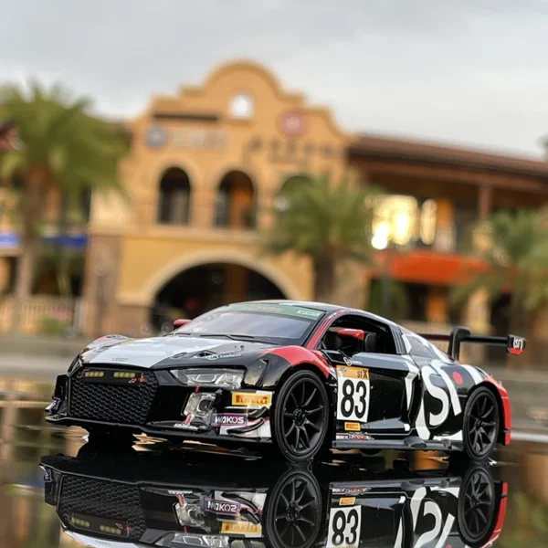 Black and red race car with number 83.