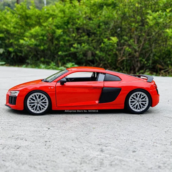 Red Audi R8 diecast toy car.