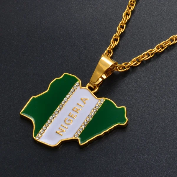 Gold Nigeria map pendant necklace