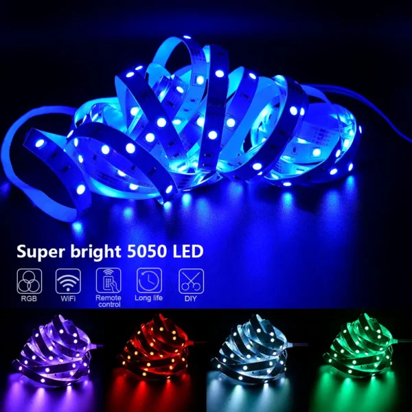 LED Strip Lights RGB 5050 ,5V 1M-30M,16 million colors, RGB , Led Strip Lighting Music Sync, Color Changing for Party Home - Image 2