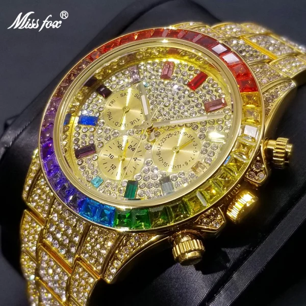 Gold and diamond jeweled wristwatch.