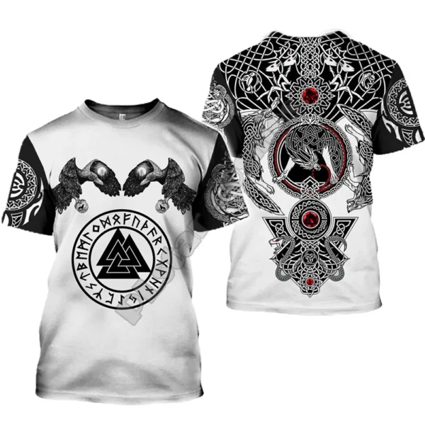 2021 latest Viking symbol printed T-shirt men's summer short-sleeved Harajuku T-shirt men's street hip-hop unisex T-shirt top 01 - Image 2