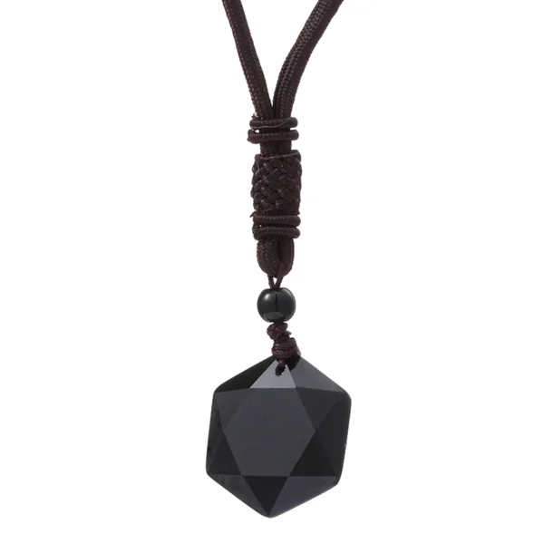 Black obsidian star of David necklace.