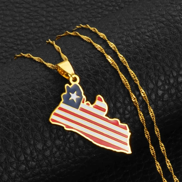 Gold Liberian flag necklace pendant