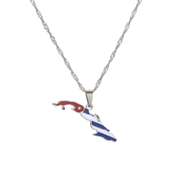 Cuban flag map necklace pendant